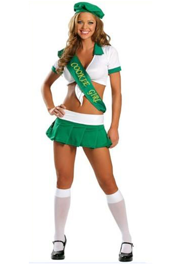 Uniform Costumes Chic White and Green Cheerleader Costume - Click Image to Close